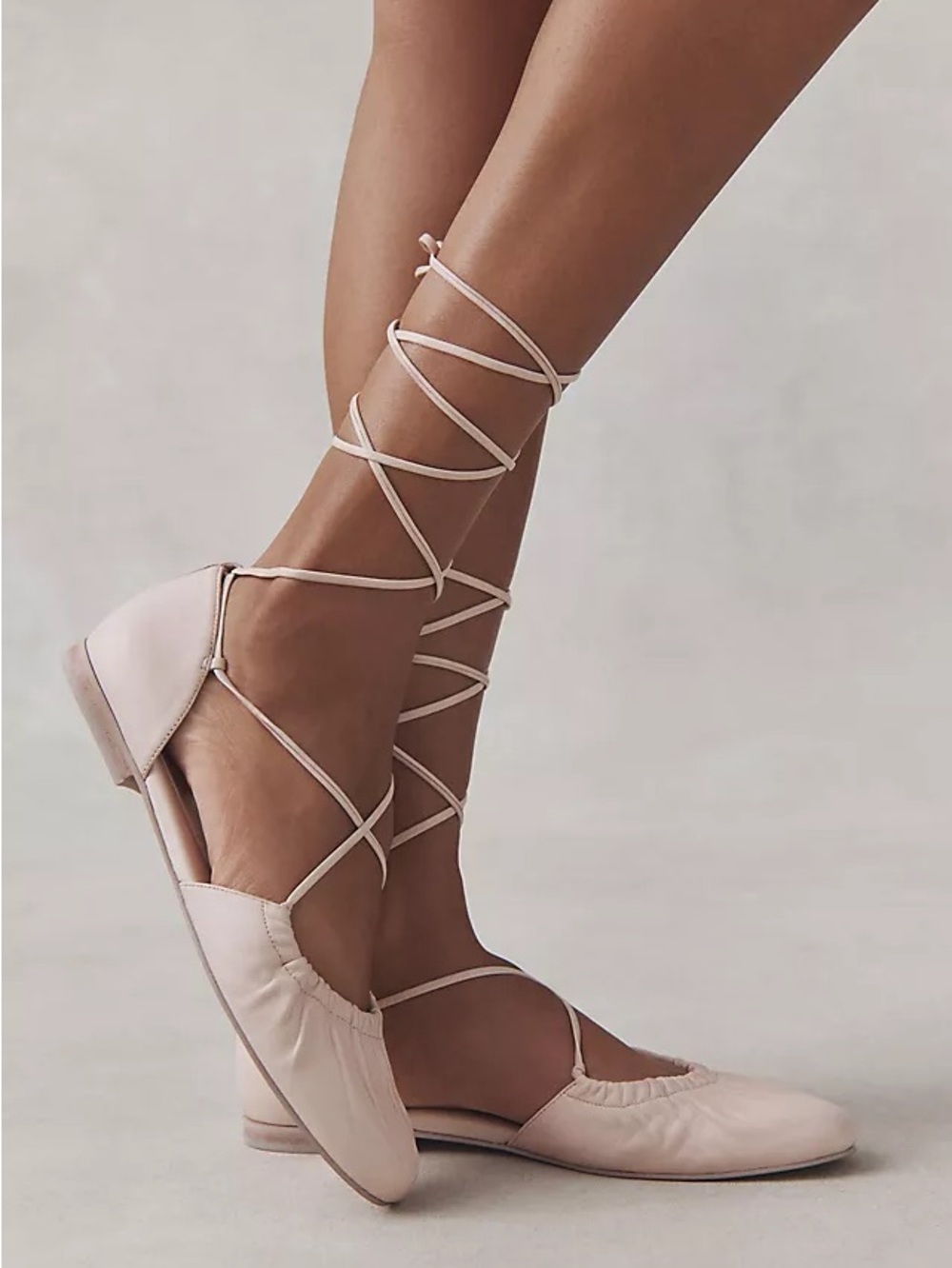 Dolce Vita / Cancun Cream Ballet Lace Up Leather Flats light pink  Size 8.5